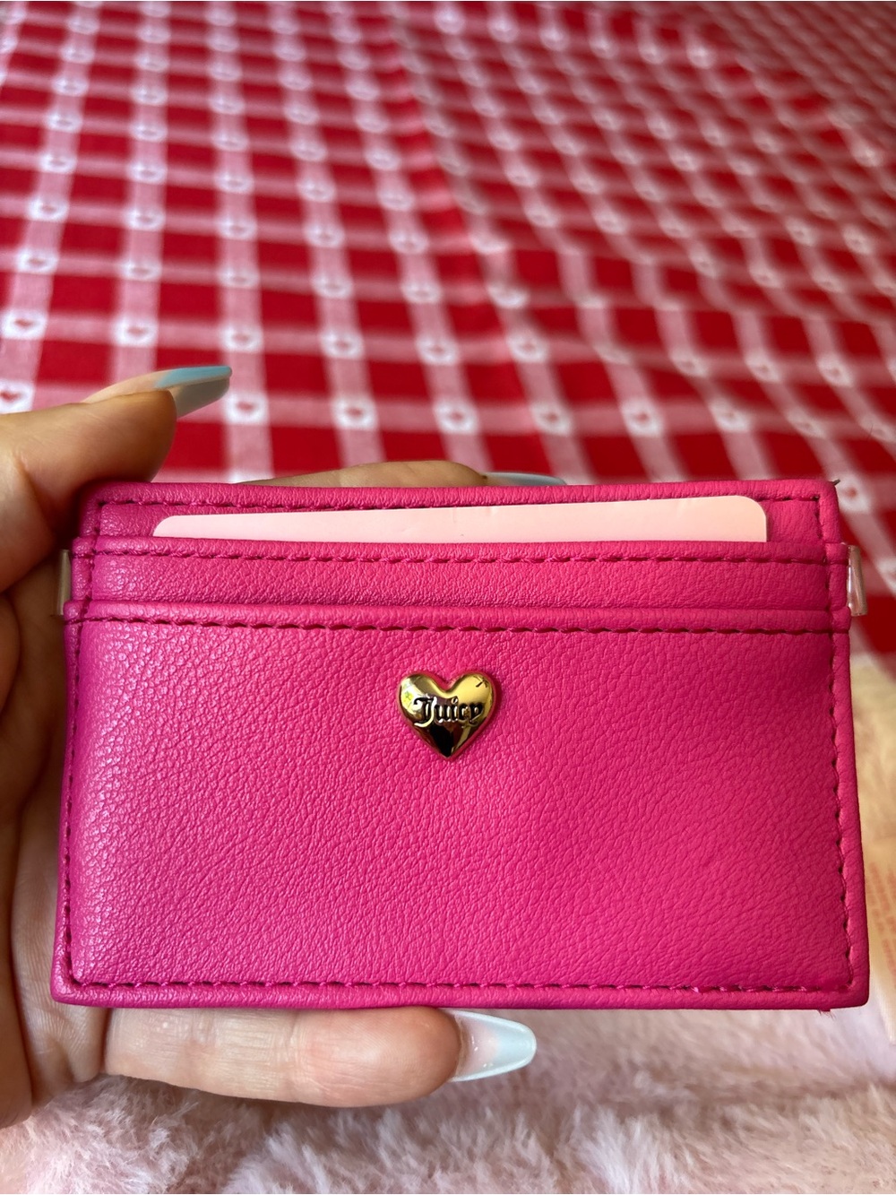 Juicy Couture Bright Pink Slim Card Wallet with Gold Logo